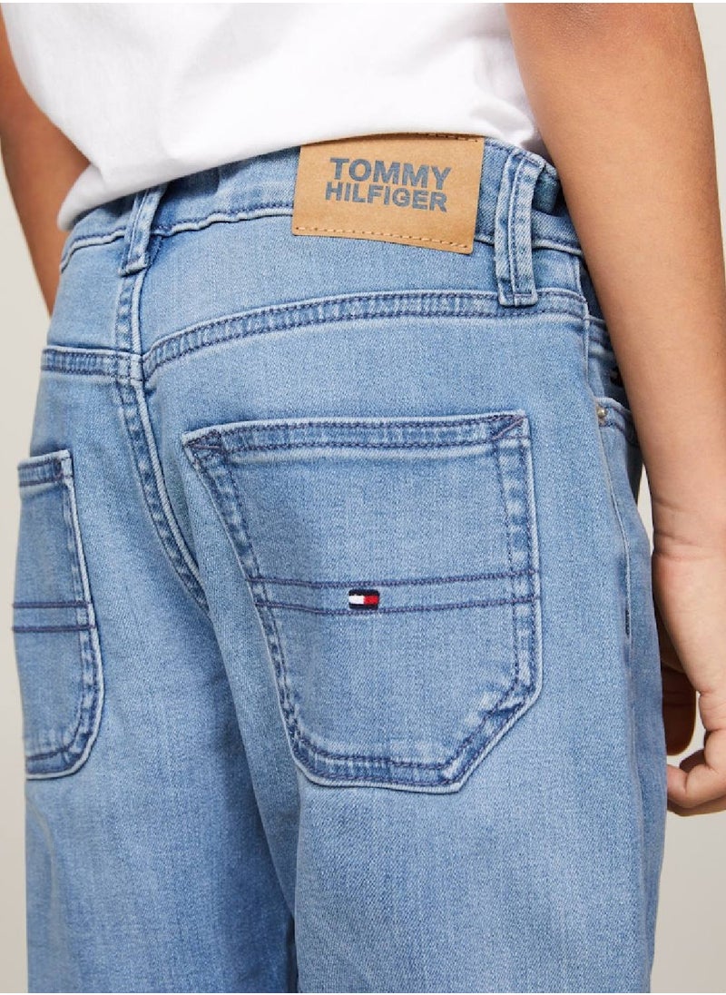 TOMMY HILFIGER - Boys' Modern Straight Leg Jeans -  Stretch cotton blend denim, Blue - Image 1
