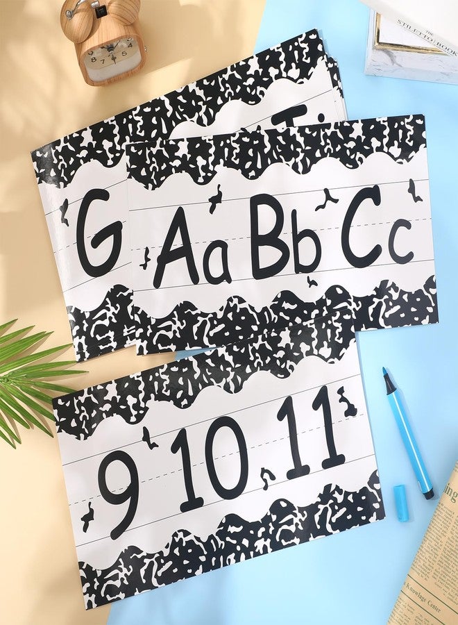 Feifeiya 15 Pcs Composition Theme Classroom Decorations Alphabet Bulletin Board Alphabet for Classroom Wall Stripes Poster ABC Numbers Line Border Letters A-z for Preschool Kindergarten Playroom - Image 4