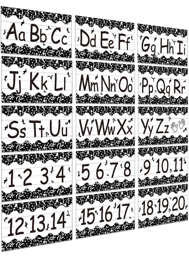 Feifeiya 15 Pcs Composition Theme Classroom Decorations Alphabet Bulletin Board Alphabet for Classroom Wall Stripes Poster ABC Numbers Line Border Letters A-z for Preschool Kindergarten Playroom - Image 1
