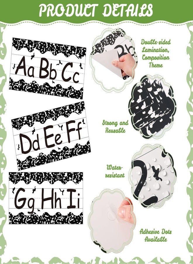 Feifeiya 15 Pcs Composition Theme Classroom Decorations Alphabet Bulletin Board Alphabet for Classroom Wall Stripes Poster ABC Numbers Line Border Letters A-z for Preschool Kindergarten Playroom - Image 3