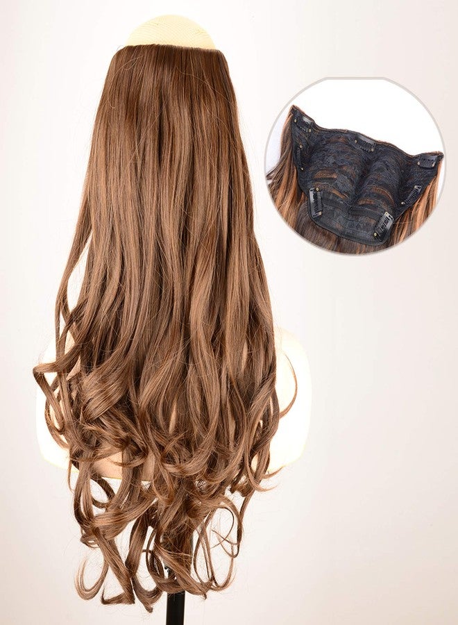 DIGUAN One Piece Clip in Hair Extensions Curly Curl Wave Full Head Long 24" 155g U part Synthetic Hairpiece For Women Natural Real Hair Piece (#Auburn) - Image 1