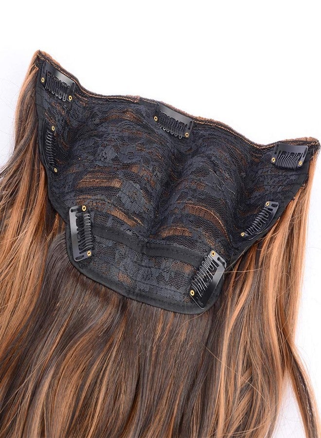 DIGUAN One Piece Clip in Hair Extensions Curly Curl Wave Full Head Long 24" 155g U part Synthetic Hairpiece For Women Natural Real Hair Piece (#Auburn) - Image 5