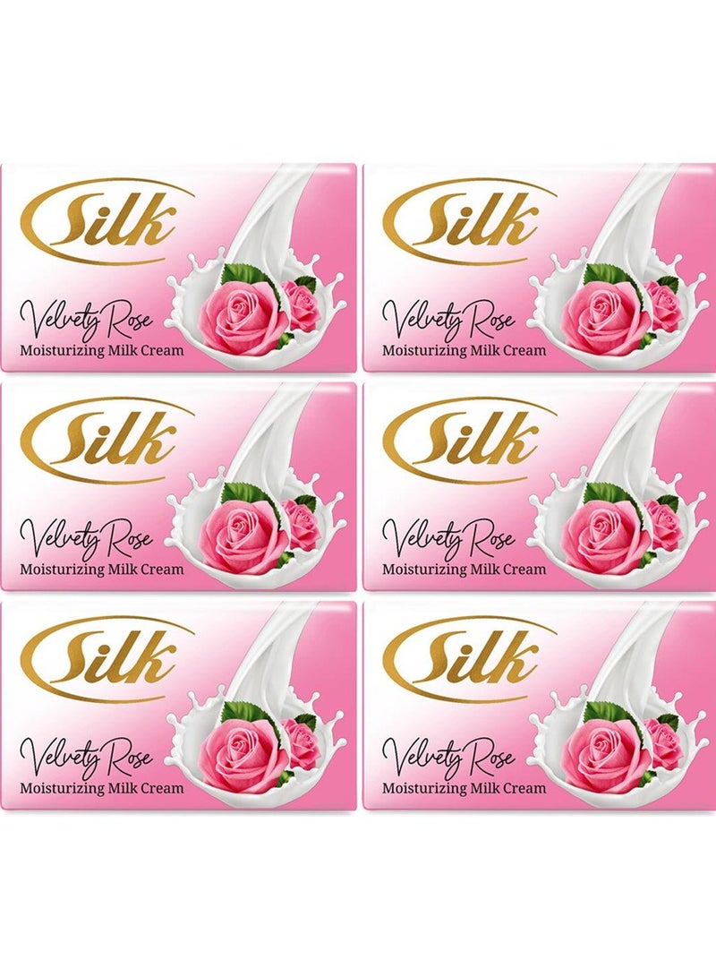 Silk Velvety Rose Moisturizing Milk Cream Soap - 120g x 6 Pcs - Image 1