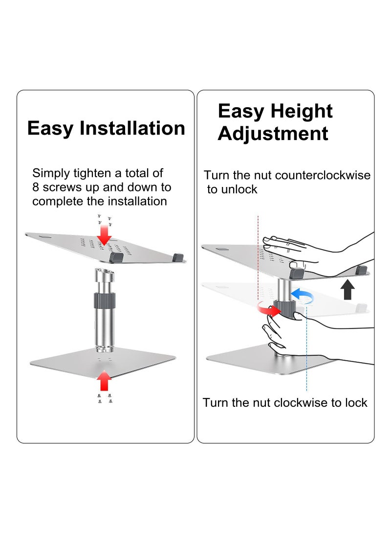 Cool Baby COOLBABY Aluminum Alloy Lifting Laptop Stand Height Adjustable Laptop Stand Ergonomic Design 15° Tilt 360° Rotation Laptop Stand for 10 to 16 inch Laptop - Image 5