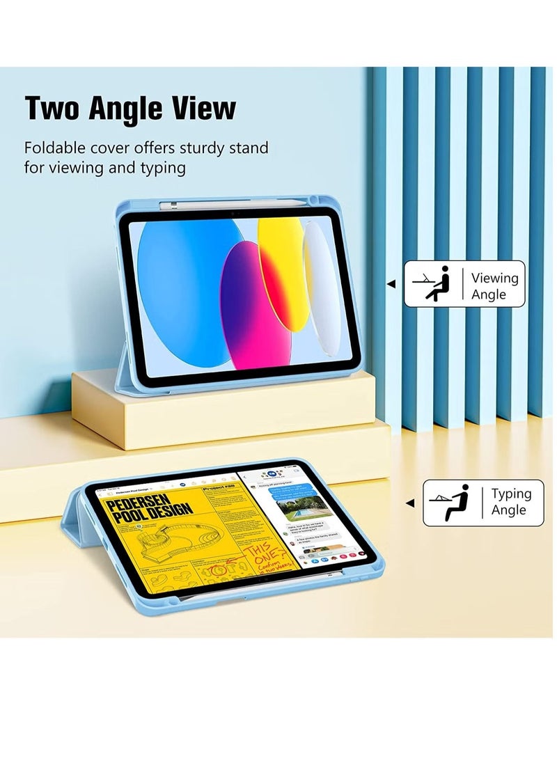 Case for iPad 10th Generation 10.9 Inch (2022 Model), Slim Stand Hard Back Shell Cover with Auto Wake/Sleep Function, Blue Color – Lightweight, Durable Protection, Shockproof, Scratch-Resistant, Perfect Fit for Daily Use