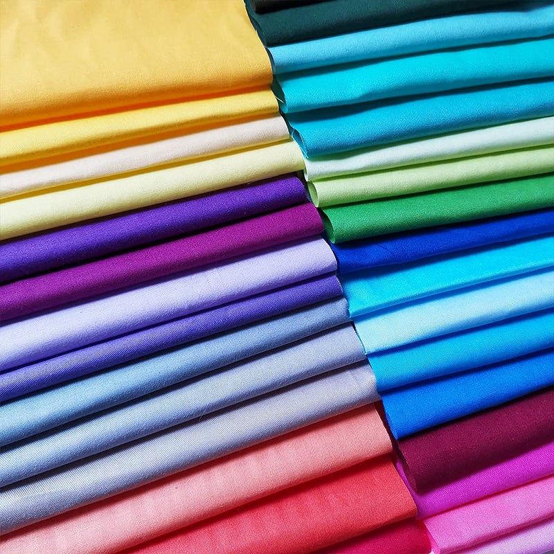 QiMicody 50 Pcs Quilting Fabric Bundles 8" x 8" (20cmÃ—20cm) Solid Colors Pure Cotton, Precut Squares Sewing Quilting Patchwork Scraps for DIY Crafting - Image 2