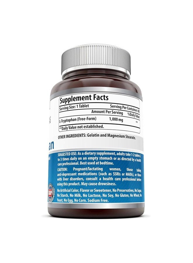 Amazing Nutrition Amazing Formulas L-Tryptophan 1000mg Tablets Supplement | Non-GMO | Gluten Free | Made in USA (60 Count | 2 Pack) - Image 2