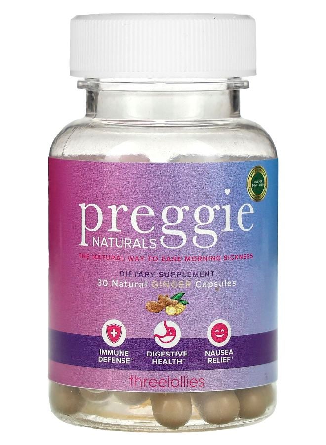 Preggie زنجبيل طبيعي 30 كبسولة (500 ملغ لكل كبسولة) - Image 1