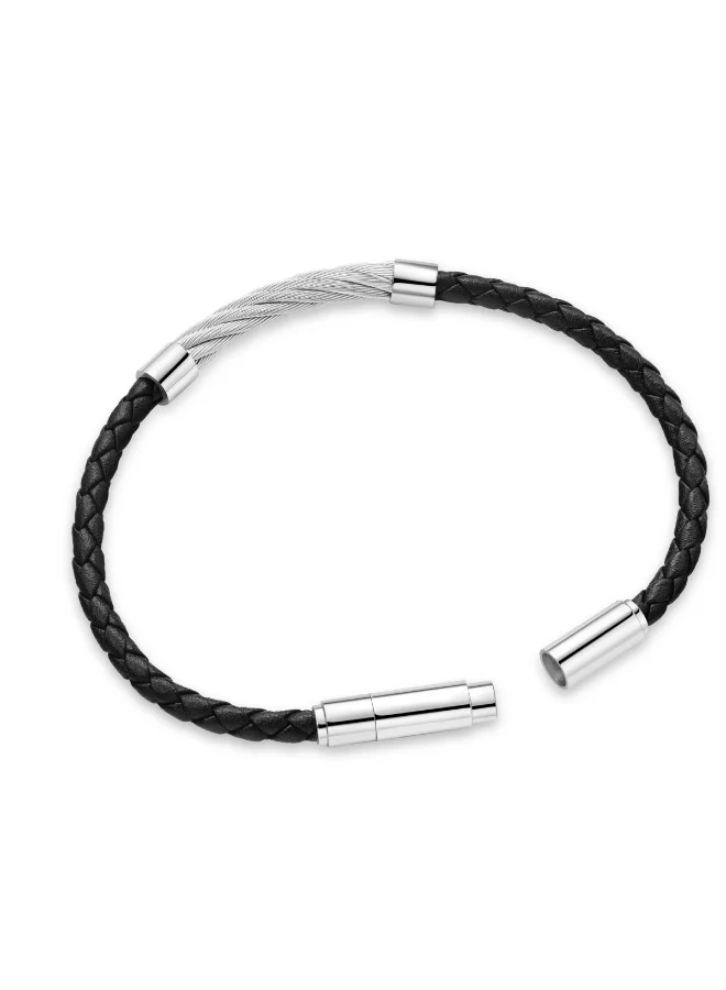 POLICE Kingpins Black Leather Bracelet for Men