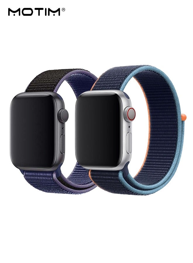 Motim 2 Pack Apple Watch Strap 42mm/44mm/45mm/46mm/49mm for iWatch Series 11/10/9/8/7/6/SE, Nylon Watchband Replacement Strap - Image 1