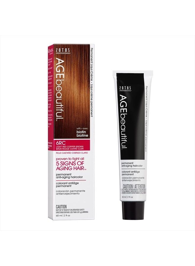 AGE beautiful AGEbeautiful Permanent Liqui Creme Hair Color Dye | 100% Gray Coverage | Anti-Aging | Professional Salon Coloring | 6RC Light Red Copper - Image 1