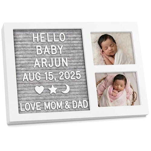a baby cherry - Baby Picture Frame with Announcement Message Felt Board & Letterboard Letters | My First Year Picture | Ultrasound Picture Frame | white - Image 1