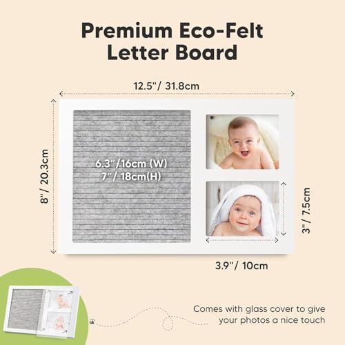 a baby cherry - Baby Picture Frame with Announcement Message Felt Board & Letterboard Letters | My First Year Picture | Ultrasound Picture Frame | white - Image 3