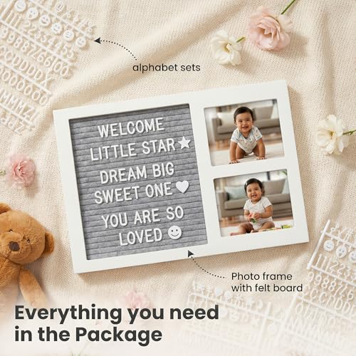 a baby cherry - Baby Picture Frame with Announcement Message Felt Board & Letterboard Letters | My First Year Picture | Ultrasound Picture Frame | white - Image 4