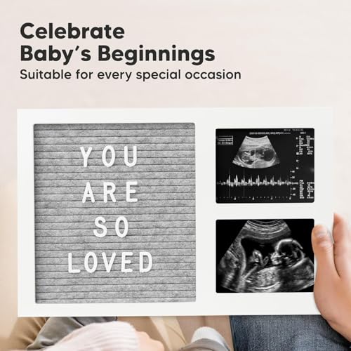 a baby cherry - Baby Picture Frame with Announcement Message Felt Board & Letterboard Letters | My First Year Picture | Ultrasound Picture Frame | white - Image 5