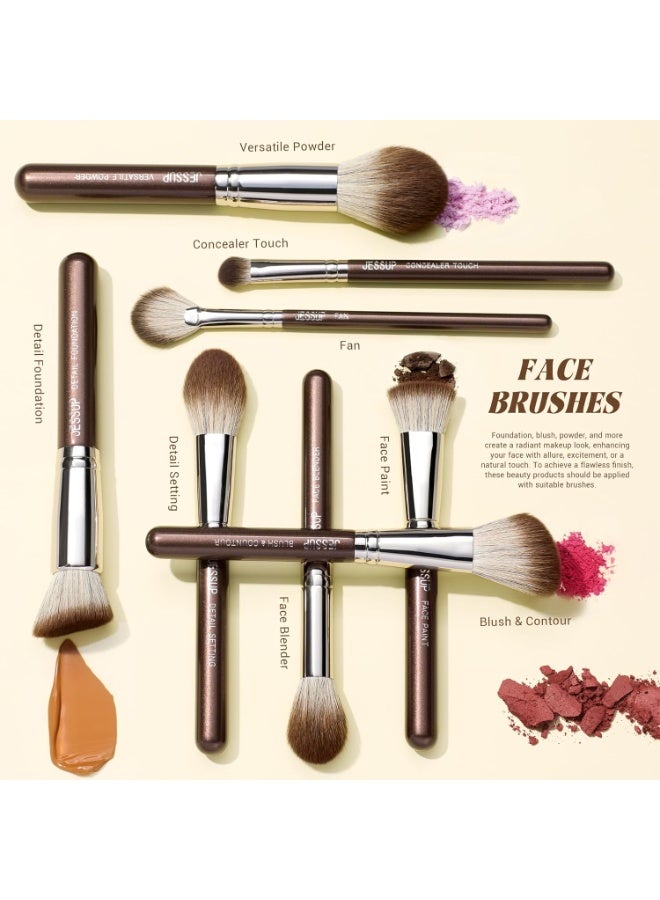 Jessup Makeup Brushes Set Professional 25pcs Premium Synthetic Make up Brushes for Foundation Eyeshadow Blending Concealer Blush Contour Bronzer Eyeliner Eyebrow, Shimmer Brown T511 - Image 2