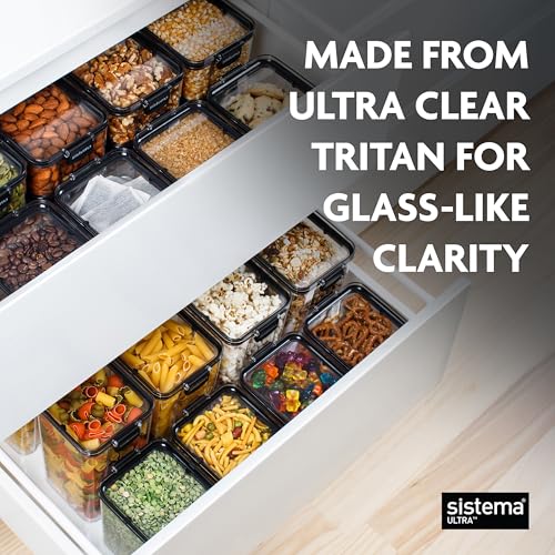 Sistema Tritan Ultra Airtight Pantry Storage Containers, 3-Pack, BPA-Free, Stackable, Clear with Locking Clips - Image 4
