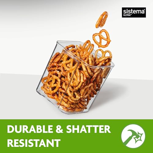 Sistema Tritan Ultra Airtight Pantry Storage Containers, 3-Pack, BPA-Free, Stackable, Clear with Locking Clips - Image 3