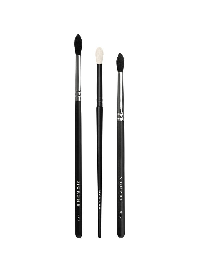Morphe Crease Blending Eyeshadow Brush Trio - Eyeshadow Brush Set for Blending, Precision and Definition - Includes M330, M139 & M506 - For Cream or Powder Formulas (3 Count) - Image 1