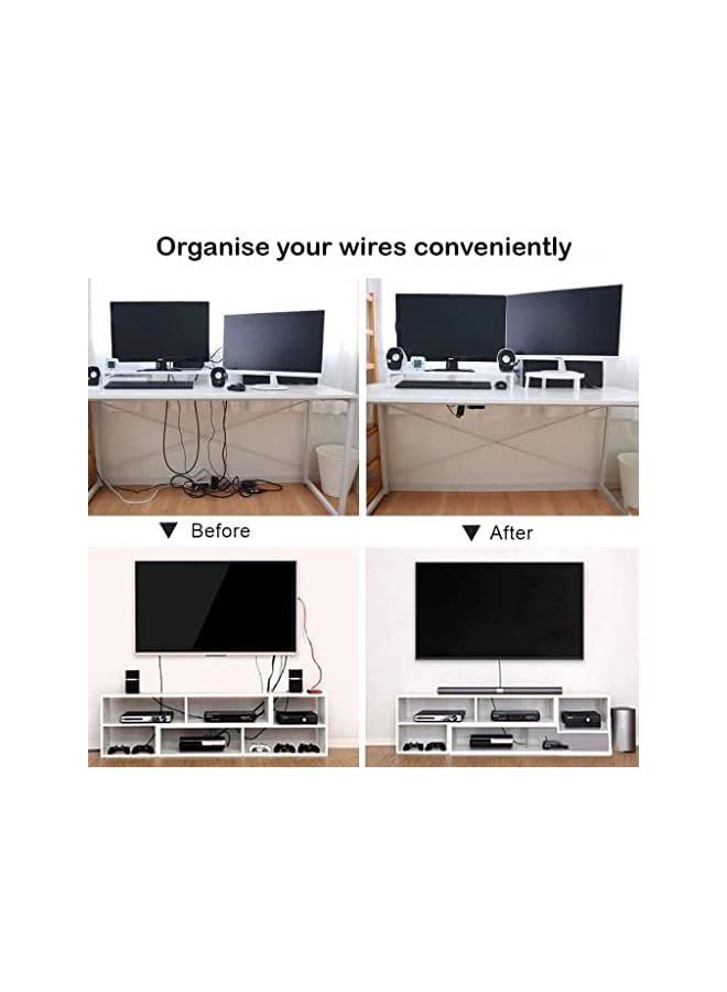 PROMASS Cable Tidy Management, 1 inch x 5M Self Adhesive Cable Tape, Cable Tie, Reusable Wire Tie, Double-Side Hook and Loop Fastening tape, Multipurpose Power Cable Organizer (Black) - Image 4