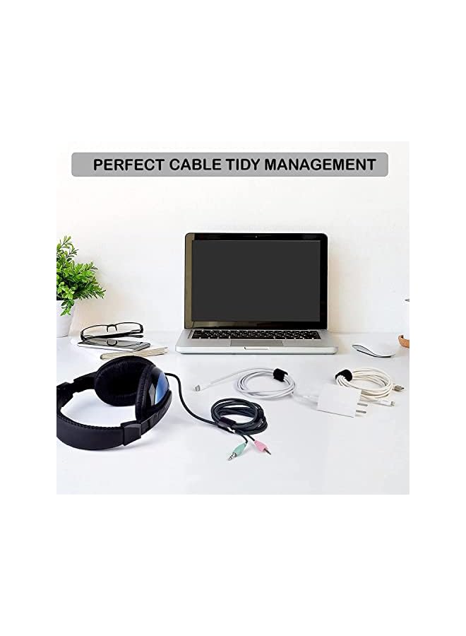 PROMASS Cable Tidy Management, 1 inch x 5M Self Adhesive Cable Tape, Cable Tie, Reusable Wire Tie, Double-Side Hook and Loop Fastening tape, Multipurpose Power Cable Organizer (Black) - Image 5