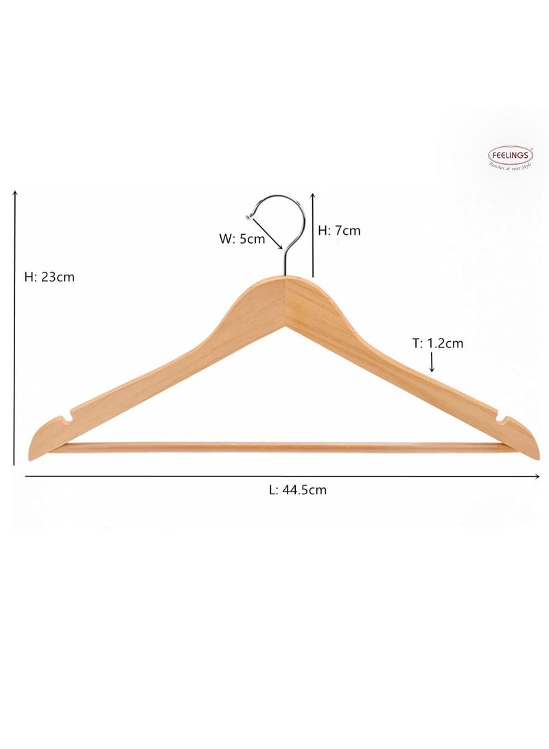Feelings FEELINGS Wooden Hangers with Non-Slip Grip, Set of 12 - Natural Finish, Durable Space-Saving Premium Design for Clothes, Coats, and Jackets Click to open expanded view FEELINGS Wooden Hangers with Non-Slip Grip, Set of 12 - Natural Finish, Durable Space-Saving Premium Design for Clothes, Coats, and Jackets  - Image 4