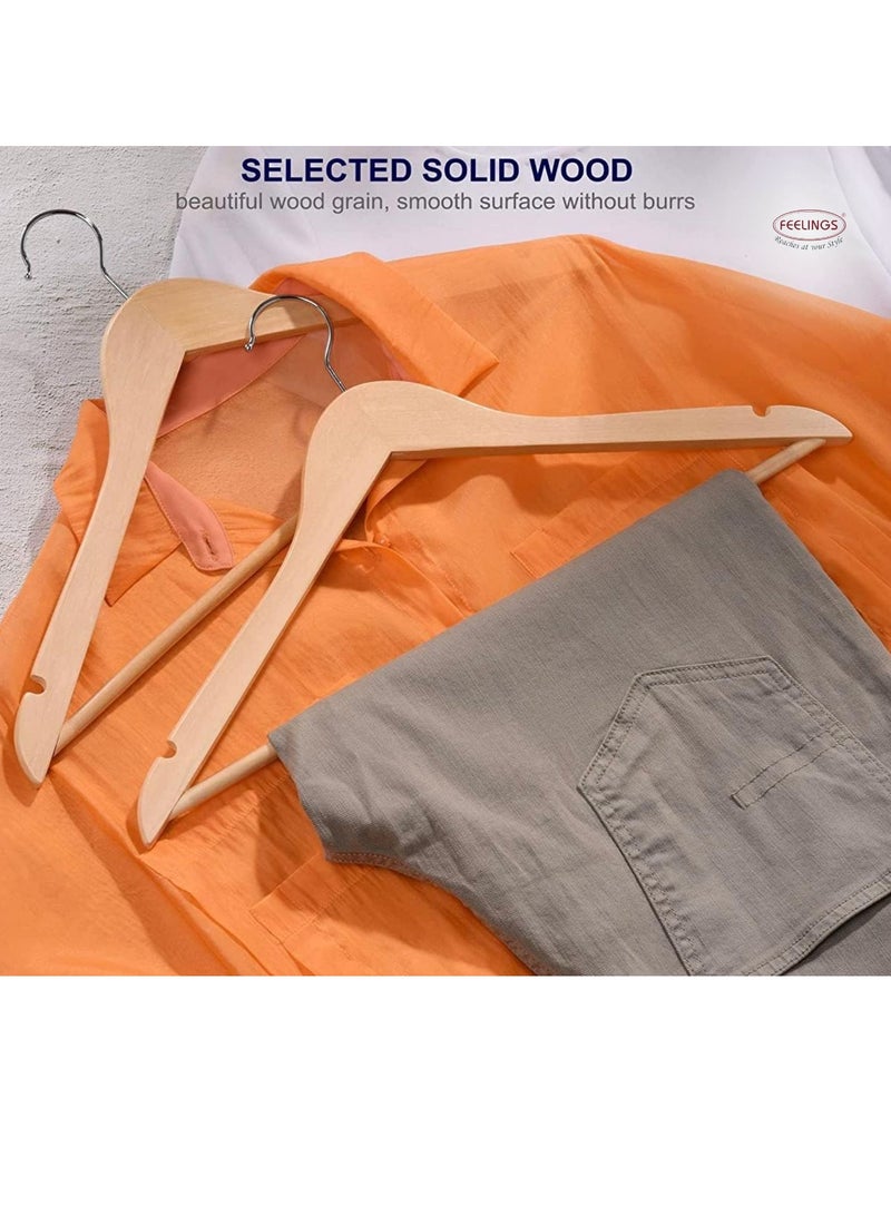 Feelings FEELINGS Wooden Hangers with Non-Slip Grip, Set of 12 - Natural Finish, Durable Space-Saving Premium Design for Clothes, Coats, and Jackets Click to open expanded view FEELINGS Wooden Hangers with Non-Slip Grip, Set of 12 - Natural Finish, Durable Space-Saving Premium Design for Clothes, Coats, and Jackets  - Image 5