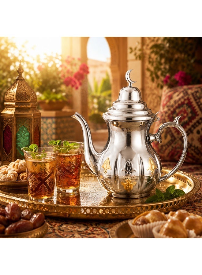 Squalo ✨ Premium Crescent Stainless Steel Teapot – 1.36 Liter (48oz) Capacity | Elegant Arabic Design for Refined Hospitality ☕🌙 - Image 1
