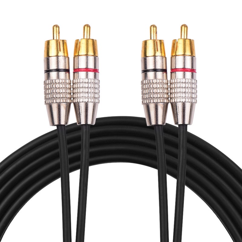 أسلاك توصيل الصوت والفيديو 2RCA إلى 2RCA كابل صوت ستيريو محمي أسلاك RCA مطلية بالذهب 24 قيراط متوافقة مع مكبر الصوت وكاريوكي وDVD ونظام المسرح المنزلي أسود 10م - Image 1
