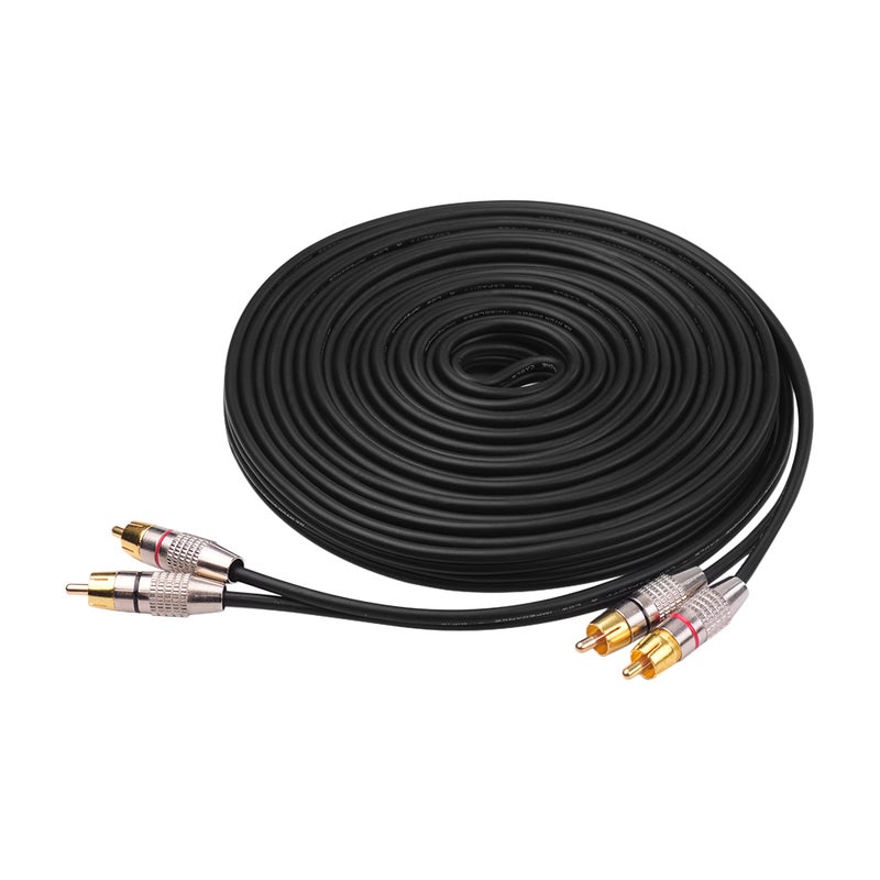 أسلاك توصيل الصوت والفيديو 2RCA إلى 2RCA كابل صوت ستيريو محمي أسلاك RCA مطلية بالذهب 24 قيراط متوافقة مع مكبر الصوت وكاريوكي وDVD ونظام المسرح المنزلي أسود 10م - Image 4