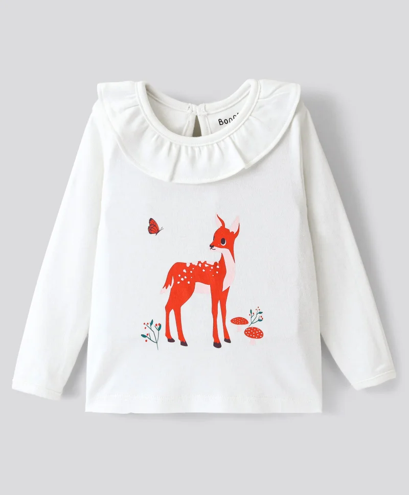 Bonfino Bonfino Interlock 100% Cotton Knit Top With Dear & Polka Dots Print Pack Of 3 - Orange Green & White