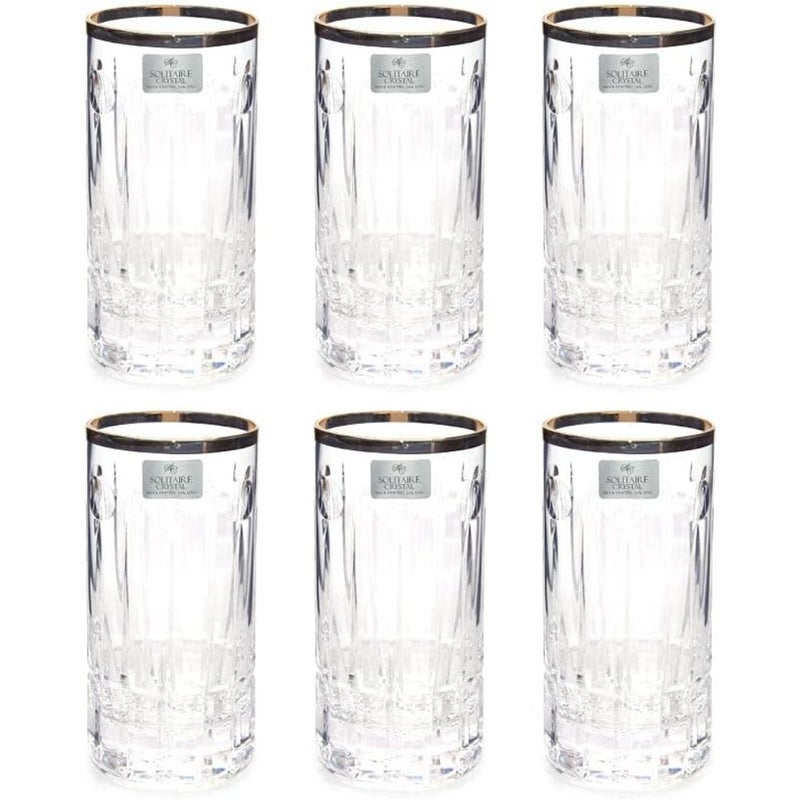 6-Piece TWD1 Crystal Hiball Set for home bar use lead-free crystal, clear color, elegant cut design and premium clarity - Image 1