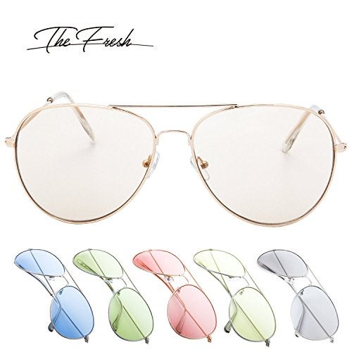 The Fresh Classic Metal Frame Light Color Lens XL Oversized Aviator Sunglasses with Gift Box (4-Glod, Brown) - Image 2