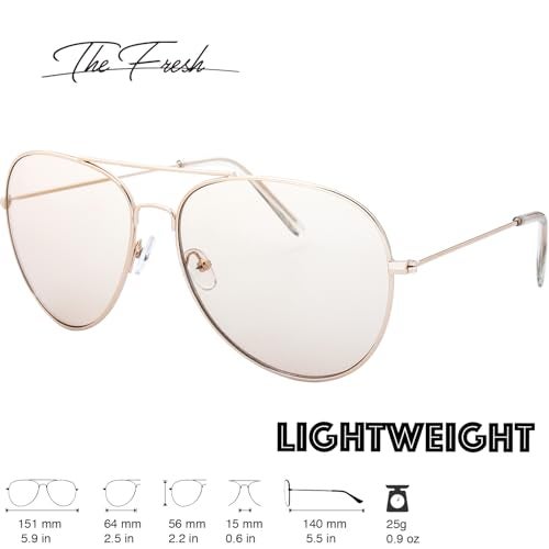 The Fresh Classic Metal Frame Light Color Lens XL Oversized Aviator Sunglasses with Gift Box (4-Glod, Brown) - Image 3
