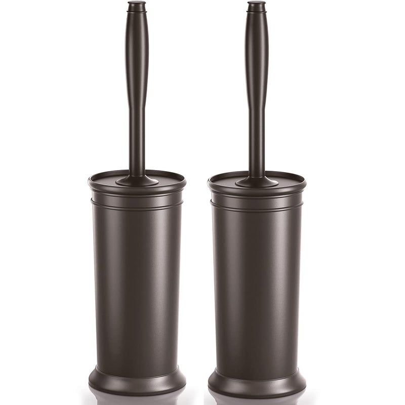 Toilet Brush and Holder 2 Pack Toilet Bowl Brush with Extra Long Handle Toilet Scrubber and Covered Holder Toilet Brushes for BathroomSpace Saving Covered Brush Durable Deep CleaningBronze