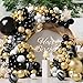 SUWEN 153Pcs Black and Gold Balloons Arch Kit Different Sizes 18 10 5 inch Marble Black White and Metallic Gold Latex Balloons for Birthday Wedding New Years Graduation Anniversary Party Decorations - Image 3