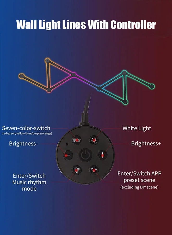 Sumkyle LED Wall Light lines ,RGB Smart LED 12 Light Lines ,Music Sync Home Creative Decor LED Light With 16 Million Colors LED RGB Wall Lights For Gaming Room ,Led Wall Decor Light For Bedroom and Movie Room ,RGB Smart LED Light with Remote Control and USB Powered. - Image 4