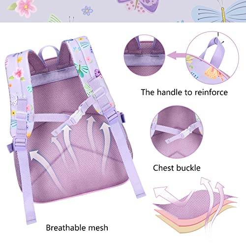 BTOOP Backpack for Kids Girls Butterfly Preschool Kindergarten Bookbag Set with Lunch Box Toddler School Bag - Image 2