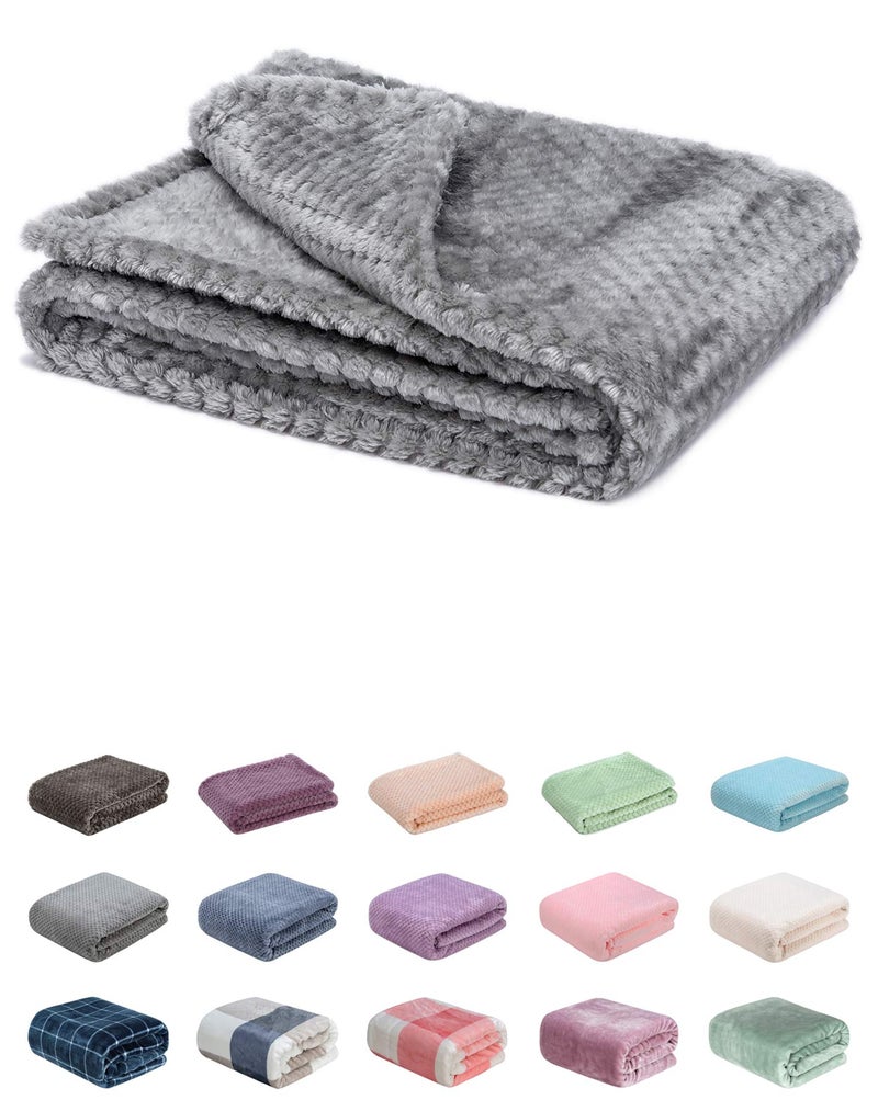 Fuzzy Blanket or Fluffy Blanket for Baby Soft Warm Cozy Coral Fleece Toddler Infant or Newborn Receiving Blanket for Crib Stroller Travel Decorative 28Wx40L XSFlint Gray