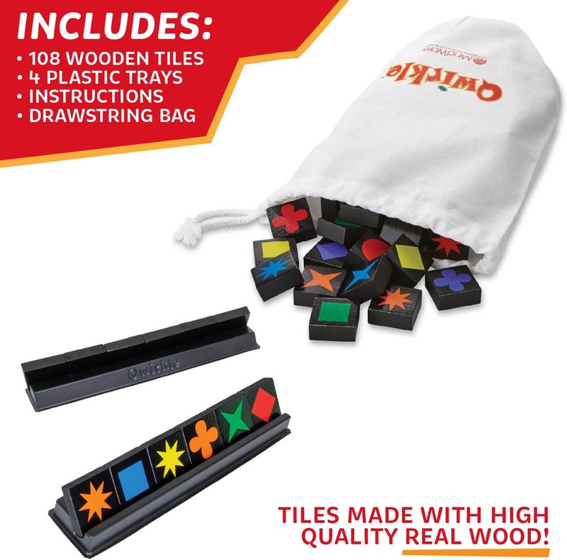 Mindware Qwirkle Board Game 2023 Edition - Includes 108 Qwirkle Tile Pieces, 4 Trays, Storage Bag, and Rule Book - Image 4