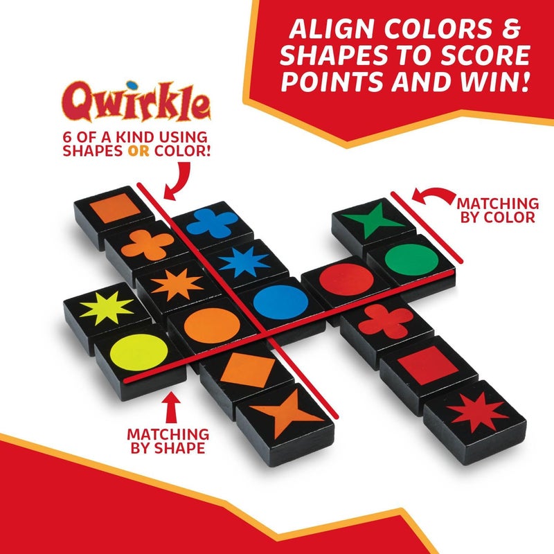 Mindware Qwirkle Board Game 2023 Edition - Includes 108 Qwirkle Tile Pieces, 4 Trays, Storage Bag, and Rule Book - Image 3