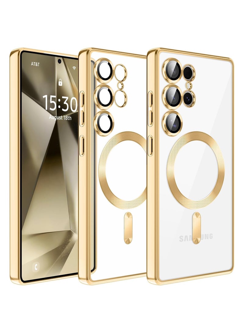 Magnetic Case for Samsung Galaxy S25 Ultra Compatible with Wireless Charging, Cover Camera Lens Protector, Slim Protective anti Yellowing Clear Case for Samsung S25 Ultra - Image 1