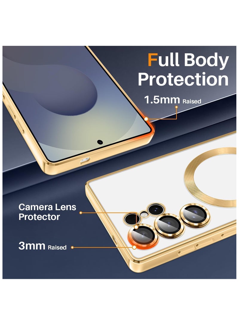 Magnetic Case for Samsung Galaxy S25 Ultra Compatible with Wireless Charging, Cover Camera Lens Protector, Slim Protective anti Yellowing Clear Case for Samsung S25 Ultra - Image 3