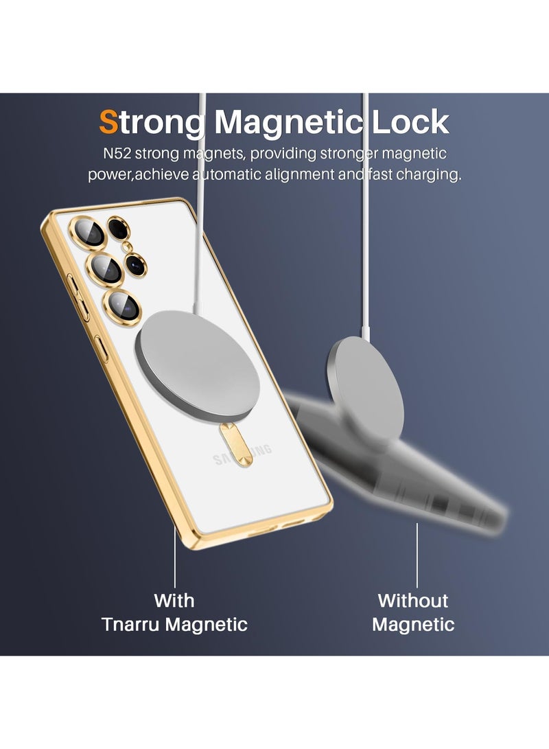 Magnetic Case for Samsung Galaxy S25 Ultra Compatible with Wireless Charging, Cover Camera Lens Protector, Slim Protective anti Yellowing Clear Case for Samsung S25 Ultra - Image 4