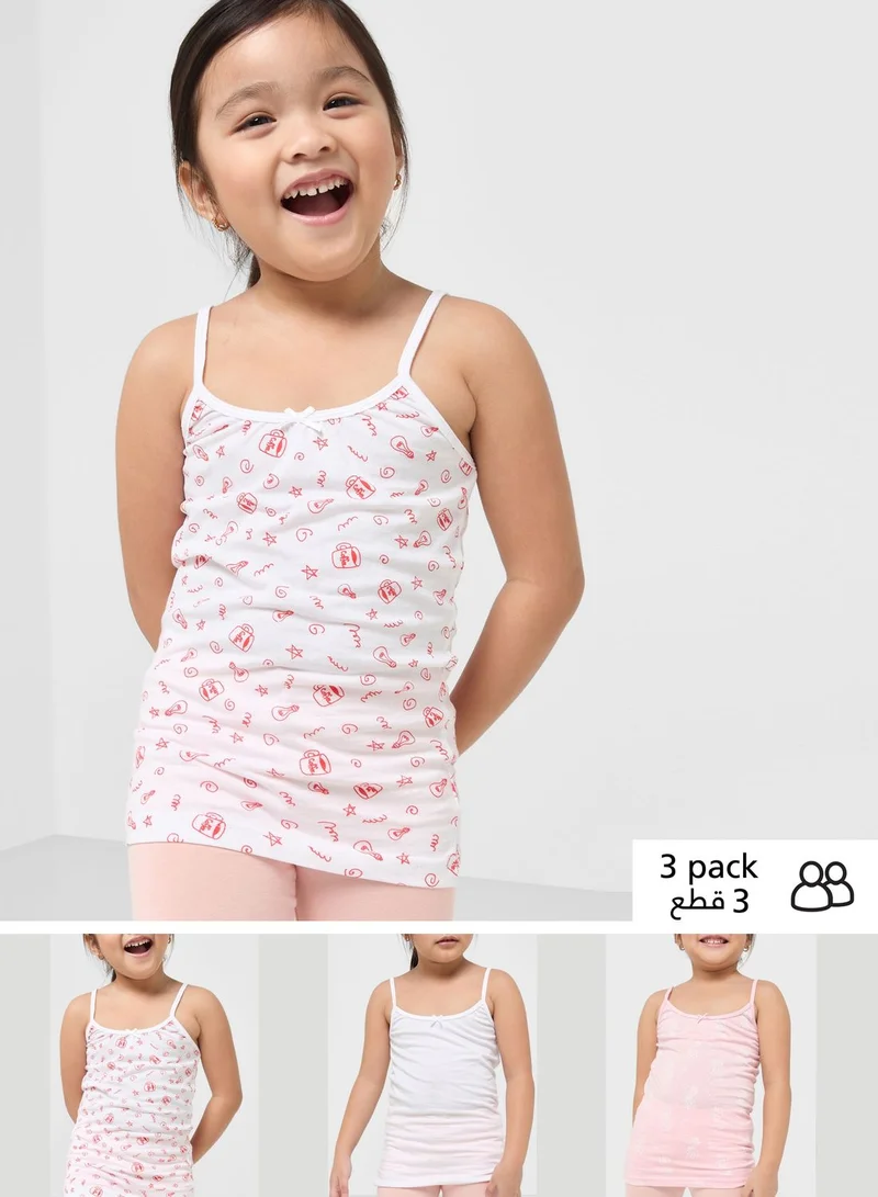 Pinata Pack Of 3 Printed Girls Camisole