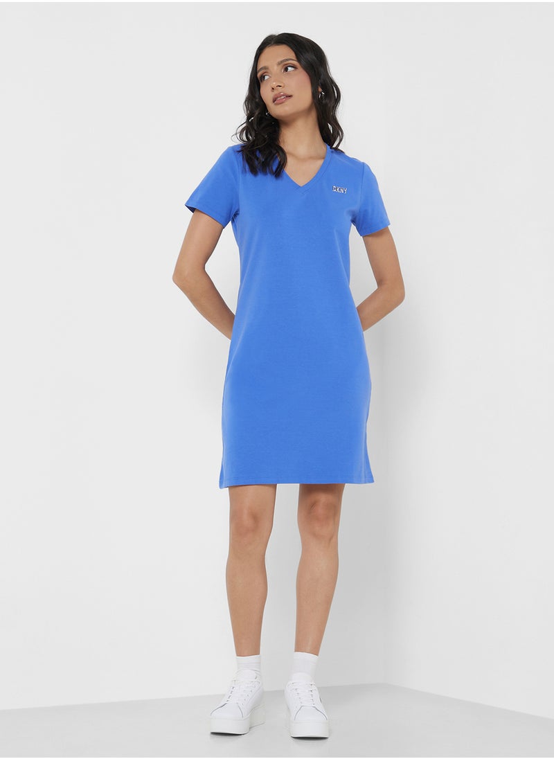 DKNY Sport - V-Neck T-Shirt Dress - Image 1