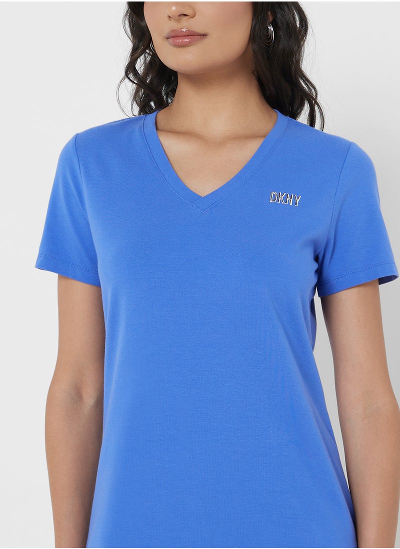 DKNY Sport - V-Neck T-Shirt Dress - Image 1