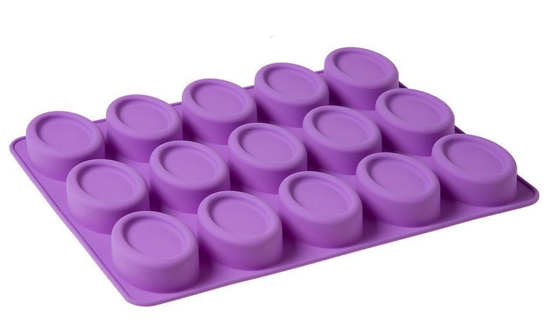 Purenso Select - 15 Cavities Raised Bottom Oval Shape Silicone Mould/Mold (PUR1015-37) Soap Cake Making Mould, Multicolor - Image 2