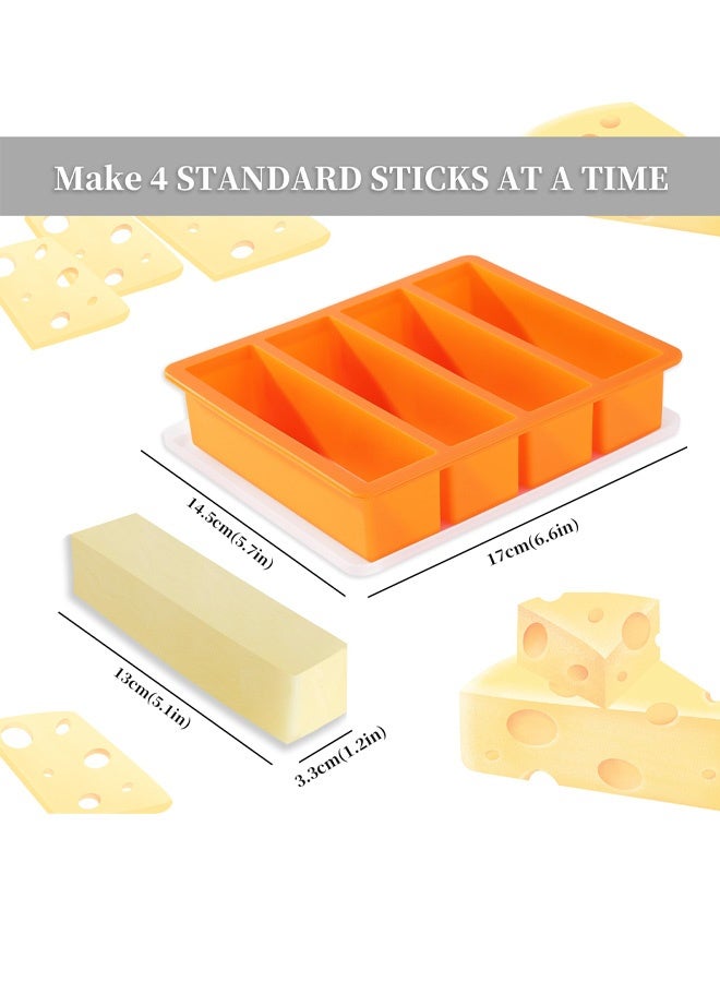 Silicone Butter Molds with Lid, Non-Stick Homemade Butter Mold, Freshness Locked, Easy Release, Versatile Shaping for Baking and Freezing, Orange - Image 2