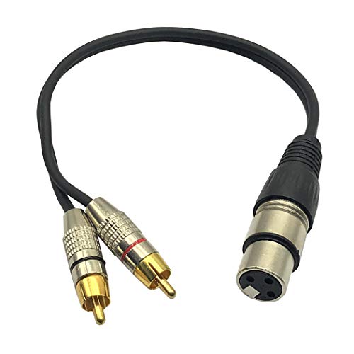 MMNNE 1Feet XLR Female to 2 x Phono RCA Plug Adapter Y Splitter Patch Cable, XLR Female 3 Pin to Dual RCA Male Plug Stereo Audio Cable Connector - Image 2
